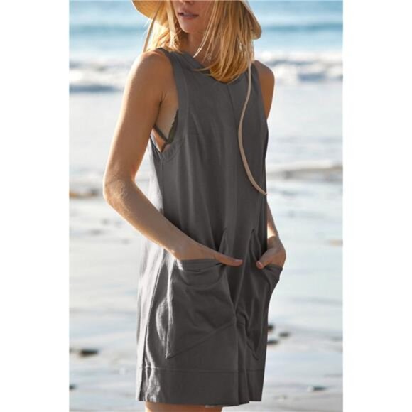 Lovelet Round Neck Sleeveless Romper with Pockets - Picture 7 of 16